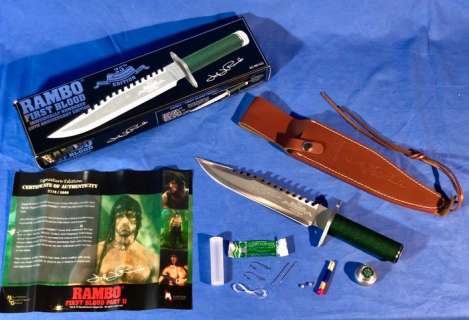 RAMBO "First Blood" Knife 25th Anniversary Edition "1982-2007",Signature Edition,1:1 Scale.NEW - INDIVIDUALLY NUMBERED EDITION (2719/5000),WITH COA (CERTIFICATE OF AUTHENTICITY) - PRODUCED UNDER LICENSE OF "HOLLYWOOD COLLECTIBLES GROUP","MASTER… | Catawiki