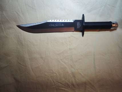 Rambo, Rambo: First Blood Part II - Rambo - - Movie prop Complete Rambo survival knife with sheath, original box, and small compass/accessory pieces shown. | Catawiki