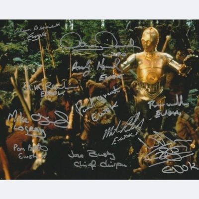 Star Wars Episode VI: Return of the Jedi - Signed by Anthony Daniels (C-3PO) and 10 Ewok Performers | Catawiki