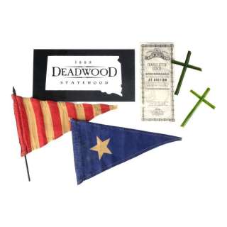 DEADWOOD: THE MOVIE (2019) - Lot #1219 : Charlie Utter‘s (Dayton Callie) Estate Sale Flier with Set Pieces and Parking Placard
