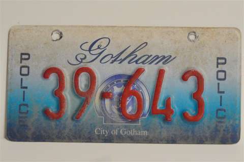 The Dark Knight Rises Prop Gotham Police License Plate | GWS Auctions