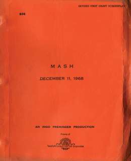 Lot 310 - M*A*S*H ORIGINAL REVISED FIRST DRAFT SCRIPT
