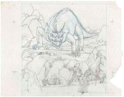 The Illustrated Star Wars Universe (1995) | Hand-Drawn Ralph McQuarrie Krayt Dragon Prelim Drawing | Propstore