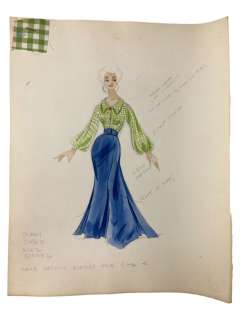 VINTAGE SKETCH ART COSTUME DESIGN DRAWING PRODUCTION BY BOB ROBERT CARLTON SIZE 11 1/2 X 14 1/2 | Los Angeles Estate Auction