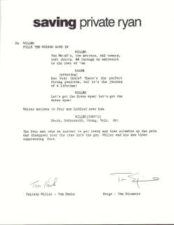 Saving Private Ryan rare signed script page | Piece of the Past