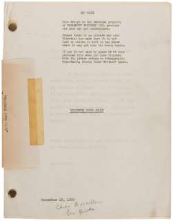 The Great Moment with working title, "Triumph Over Pain" vintage original script. | Profiles in History