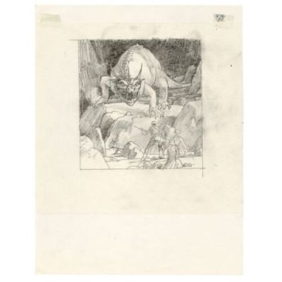 The Illustrated Star Wars Universe (1995) | Hand-Drawn Ralph McQuarrie Krayt Dragon Concept Sketch | Propstore