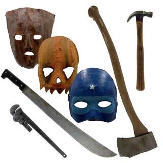 Dark Harvest Mask Set, Machete, Hammer, Axe & Pipe Wrench | VIP Fan Auctions