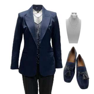 Lot ? - American Fiction Gilda’s Carmen Cusack Jacket, Shirt, Pants, Earrings, Necklace & Heels | VIP Fan Auctions