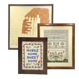 Lot 148 - Fargo Season 5 Dot Lyon‘s Juno Temple Framed Cross-Stitch, Dining Room Painting & Trailer Frame