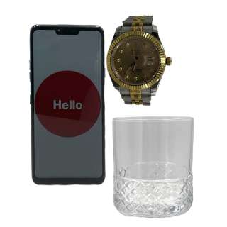 Lot #198: Road House Ben Brandt Screen Used Watch, Phone & Whiskey Glass