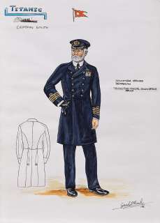 Lot 782 - Bernard Hill "Captain Smith" costume sketch from Titanic.