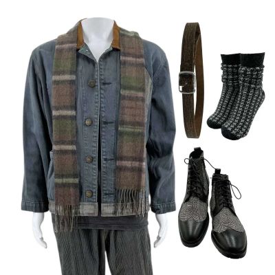 Lot 228: Play Dirty Grofield Screen Worn Stunt Double Jacket, Singlet, Trousers, Belt, Scarf, Socks & Boots Ch 6x Sc 171-202 | VIP Fan Auctions