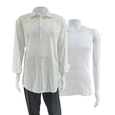 Lot 20: Mercy Chris Raven Screen Worn Button-Up Shirt, Tank Top & Suit Pants Ch 1 Sc Multiple | VIP Fan Auctions