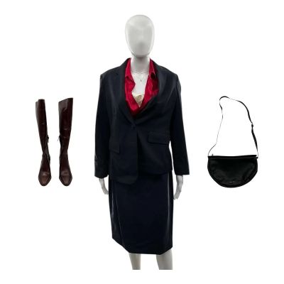 Lot 22: Crime 101 Angie Screen Worn Blazer, Blouse, Camisole, Skirt, Purse, Boots, Necklace #1 & Necklace #2 Ch 1 Sc 28-63 | VIP Fan Auctions