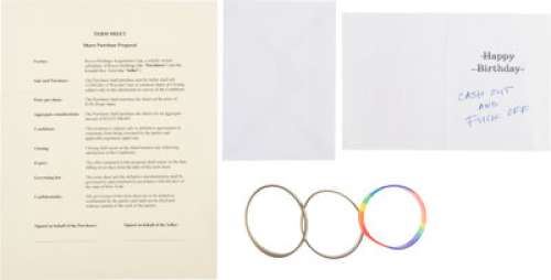 Succession (HBO® Original, 2018-2023) Brian Cox "Logan Roy" Birthday Card to Jeremy Strong "Kendall Roy" and Wristband... | Heritage