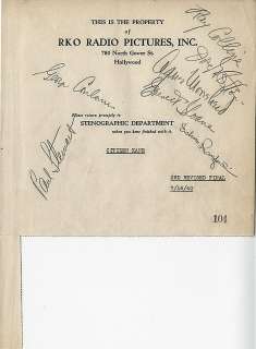 Lot 579 - Citizen Kane Orson Welles‘ personal 3rd revised final shooting script.