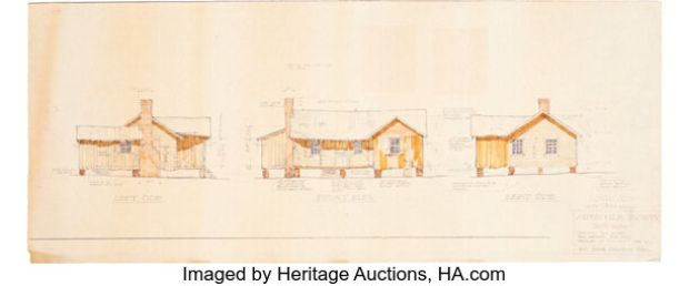 The Jerk (Universal, 1979), Studio Schematics for Steve Martin’s "Navin Johnson" Original Family "Share Cropper" Cabin. | Heritage