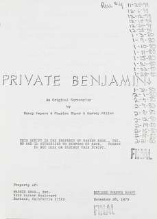 Lot 335 - A final screenplay of Private Benjamin