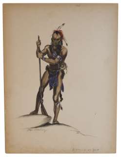Oscar Winning Costume Designer, Gwen Wakeling Original Sketch of an ’’Indian - in war paint’’ -- Possibly for the 1940 Film ’’Northwest Passage’’ | Nate Sanders