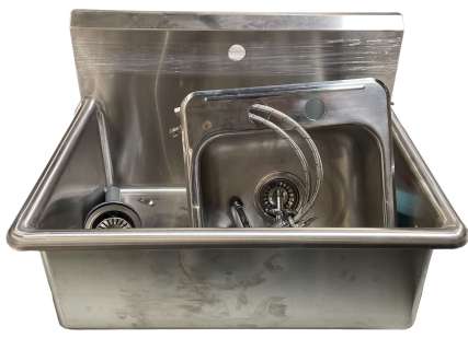 28" stainless steel sink w/ handwash sink & faucets (from The Good Doctor show) | Direct Liquidation