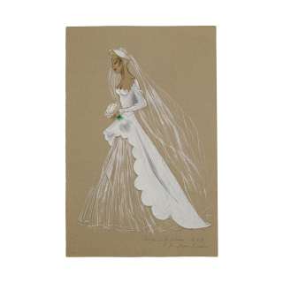 Lana Turner "Theo Scofield West" Costume Sketch Designed by Irene and Drawn by Paula Giokaris for Marriage is a Private Affair. | Bonhams