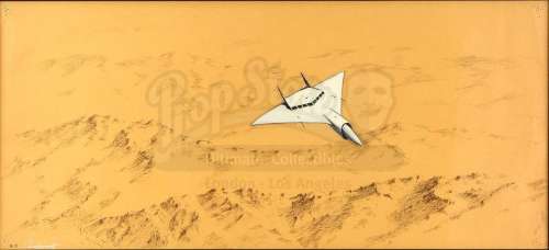 STAR WARS: A NEW HOPE (1977) - Lot 671 - Framed Hand-Drawn Colin Cantwell Concept Illustration