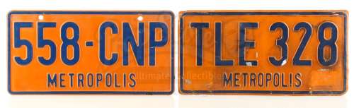 SUPERMAN (VARIOUS PRODUCTIONS, 1978-1987) - Lot 782 - Pair of Metropolis Car License Plates