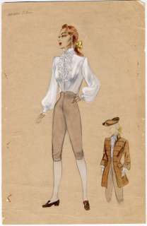 Costume sketch Maureen O’Hara in A Sword’s Point | Profiles in History