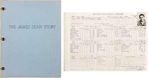 James Dean‘s High Original School Academic Record and The James Dean Story Script.