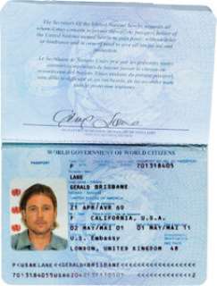 World War Z (Paramount, 2013), Brad Pitt "Gerry Lane" United Nations Passport.