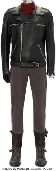 Negan (Jeffrey Dean Morgan), Signature Ensemble and Action "Lucille" Bat from The Walking Dead (AMC 2010-2022, Season 7).