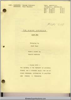 Script: 79 Park Avenue-Part 2 Script (Universal TV Mini-series) | Super Auctions