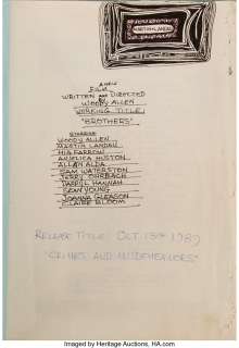 Martin Landau "Judah Rosenthal" personal copiously hand-annotated shooting script and production ephemera for Crimes and Misd...