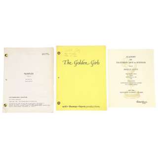 THE GOLDEN GIRLS (1985-1992) - Lot 191 - Entertainment Memorabilia Live Auction - Rich Weaver Collection: Estelle Getty‘s First and Final Draft Pilot Scripts with Emmy Award Nomination Certificate