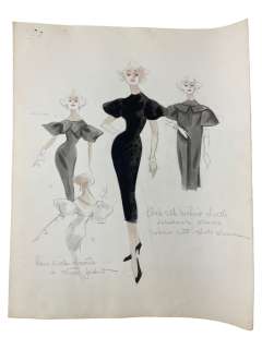 VINTAGE SKETCH ART COSTUME DESIGN DRAWING PRODUCTION BY BOB ROBERT CARLTON SIZE 11 1/2 X 14 1/2 | Los Angeles Estate Auction