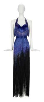 Lot 927 - BETTY GRABLE | "KITTY MORAN" "BLUE HEAVEN" SAPHIRE BLUE BEADED FRINGE PERFORMANCE ENSEMBLE