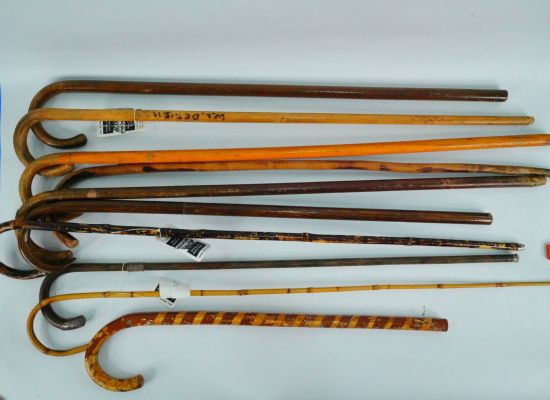 Lot 94 - Carnivale (2003) Lot of (10) Prop Wooden Canes | GWS Auctions