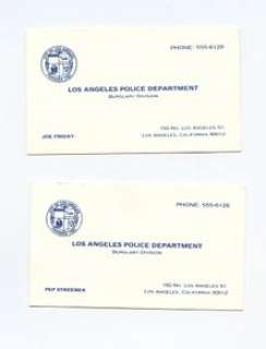 Lot of 2 Screen Used Dragnet Prop Business Cards | Piece of the Past