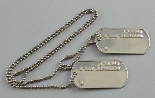Lot 1587 - The Monuments Men (2014) Two production used dog tags from the film, each stamped ‘Smith P 14936214…