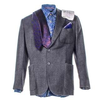 Lot #112: Knives Out Blanc Daniel Craig Production Worn Single-Breasted Jacket, Long Sleeve, Button-Front Shirt, Tie Set, Pocket Square & Handkerchief: Authentic Auction Item | VIP Fan Auctions | VIP Fan Auctions