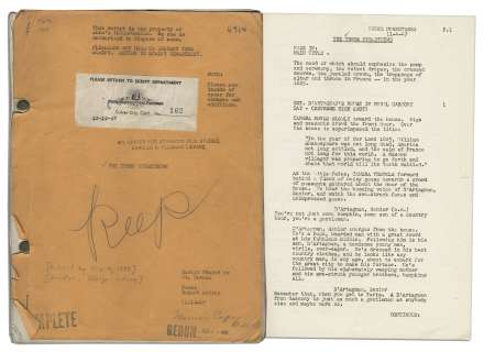 MGM Script For The 1948 Incarnation of ’’The Three Musketeers’’ -- From The Foreword: ’’...these medieval men do not think; they act...’’ | Nate Sanders