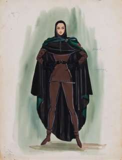 Edith Head vintage original costume sketch of Glynis Johns as "Maid Jean" from The Court Jester. | Profiles in History