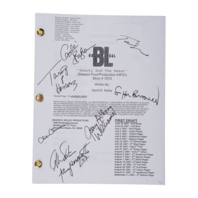 BOSTON LEGAL (T.V. SERIES, 2004-2008) - Lot #2043 : Cast-Autographed "Beauty And The Beast" First Draft Script and Cast Photo