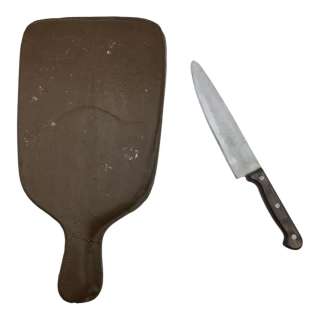 Novocaine Nate (Jack Quaid) Screen Used Prop Cutting Board & Prop Chef’s Knife | VIP Fan Auctions