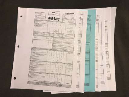 Lot 168 - Hellbaby - Set of 20 callsheets