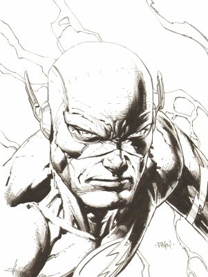 The Flash Original Art Drawing by Comic Artist: David Finch | SWAU