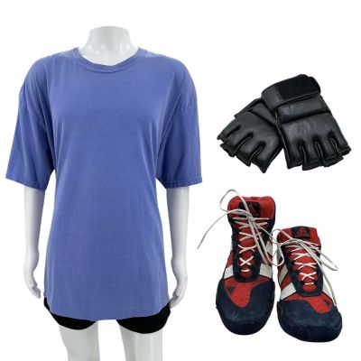 The Smashing Machine Mark Kerr (Dwayne Johnson) Screen Worn T-Shirt, MMA Shorts, Gloves & Fighting Boots Ch 301 Sc 93 | VIP Fan Auctions