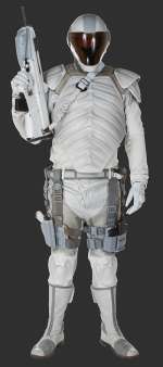 "Peacekeeper" complete uniform with prop handgun and rifle from : Mockingjay - Part 1 . | Profiles in History