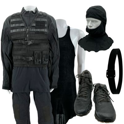 Lot 117: The Wrecking Crew Jonny Hale Screen Worn Stunt Double Vest, Tactical Shirt, Singlet, Pants, Belt, Balaclava & Sneakers Ch 10 Sc Multiple | VIP Fan Auctions